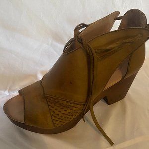 Free People Brow Leather Peep Toe Wedge